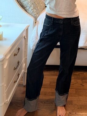 Hudson Jeans Washed Black Denim with tall cuff  “Remi Ankle”
